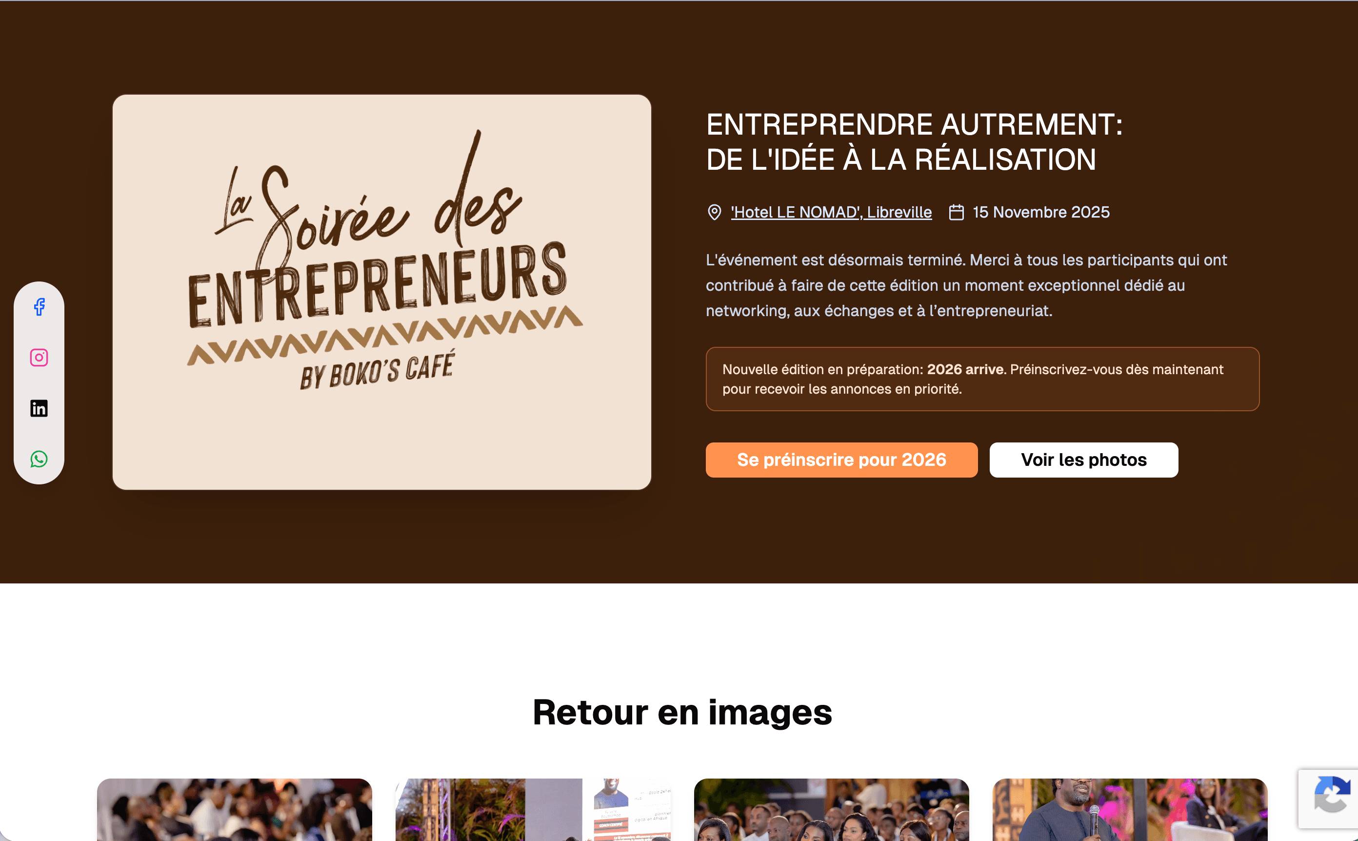 Soirée des Entrepreneurs, capture 1