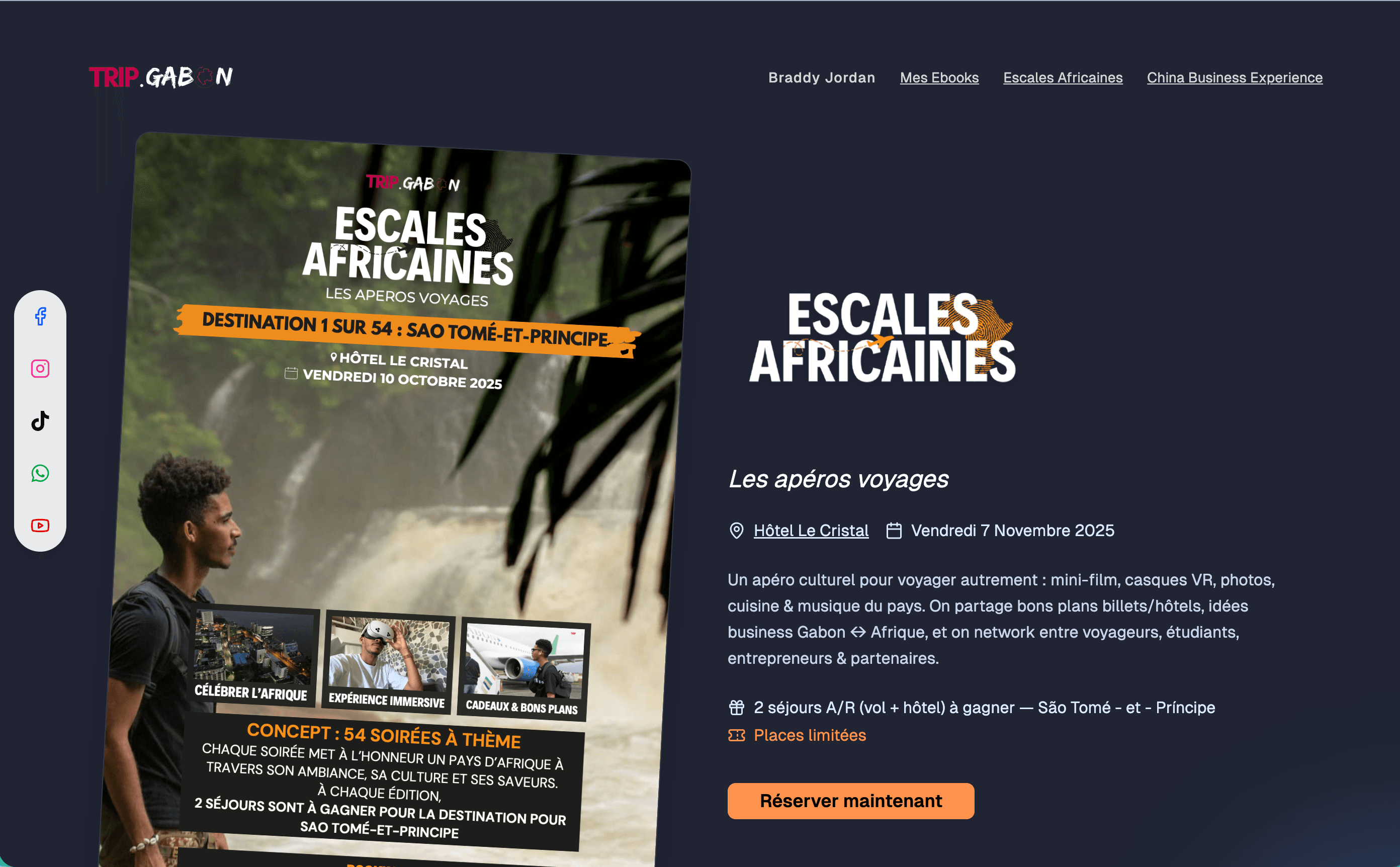 TripGabon — Gestion d'événements & monétisation, capture 1