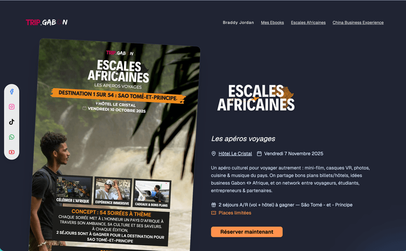 TripGabon - Gestion d'événements & monétisation